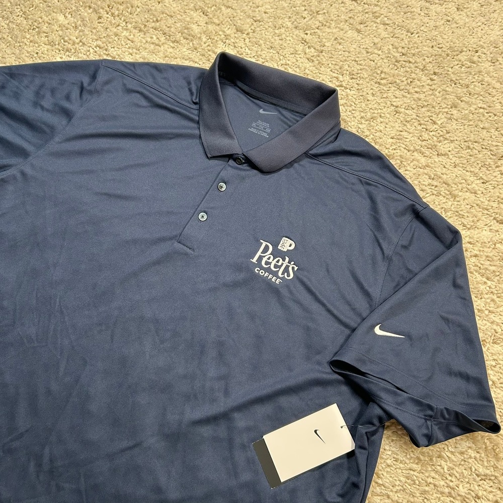 Nike Polo Shirt XXL-Tall 2XLT Navy Blue Peets Coffee Golf Dri-Fit New with Tags